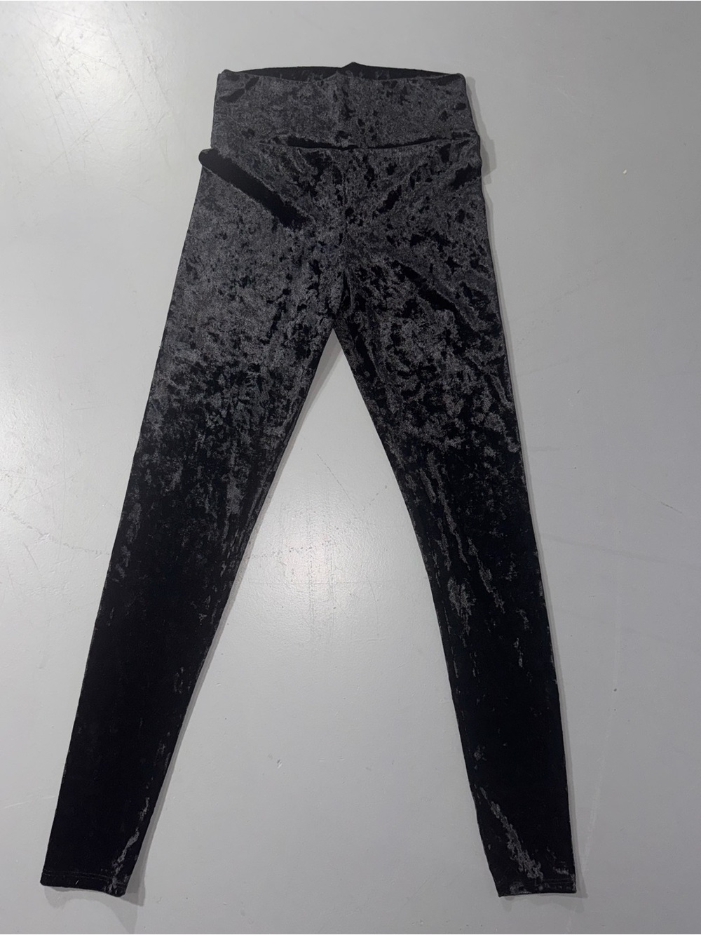 Black Crushed Velvet High-Rise Leggings
